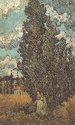 Vincent Van Gogh Cypresses and Two Women (nn04) France oil painting artist